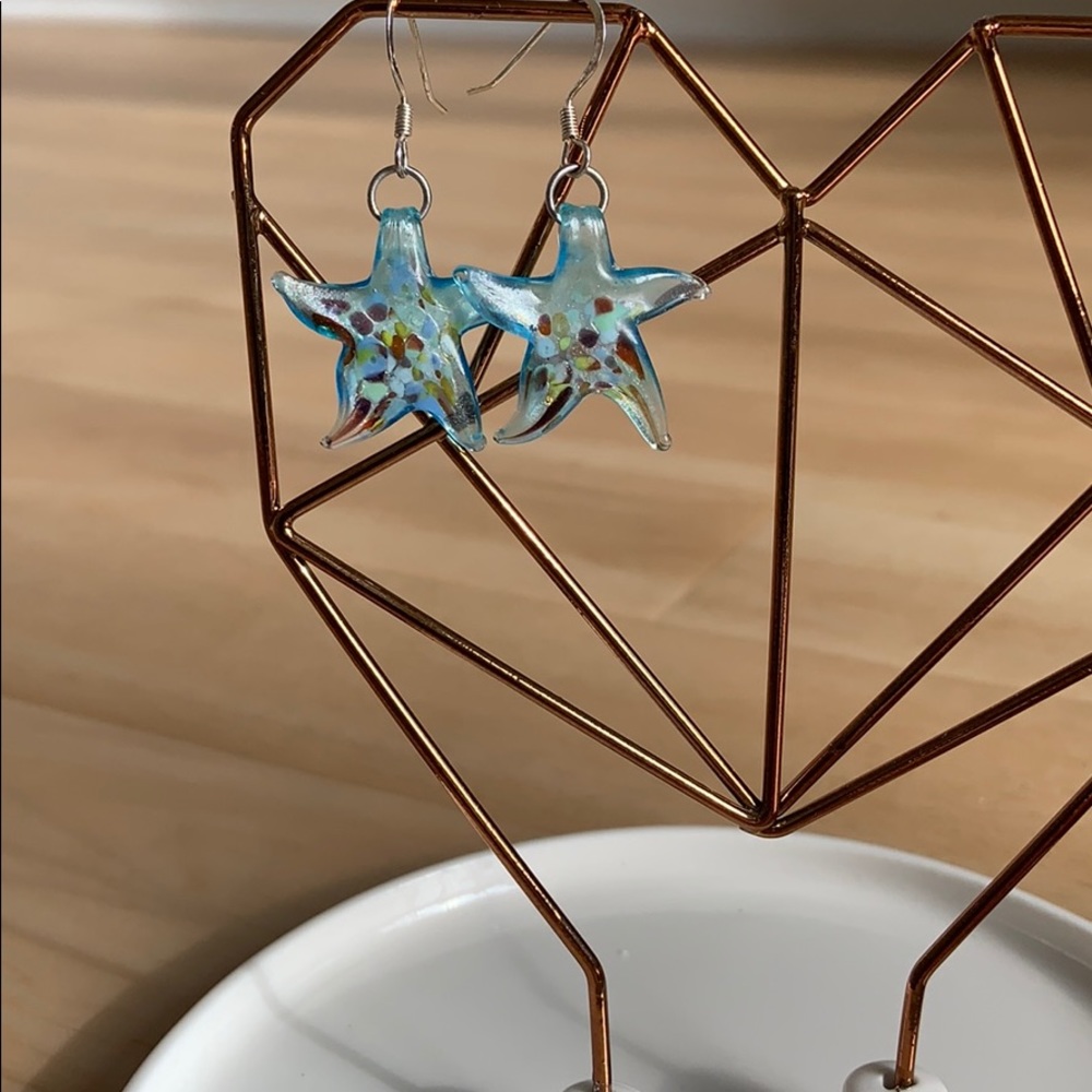 Glass blown Starfish Earrings
